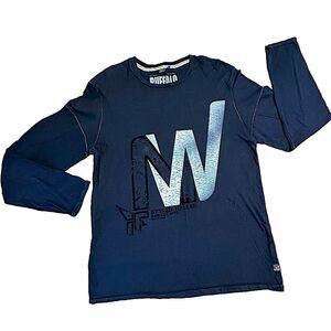 Blue David Bitton Buffalo graphic long sleeve T-shirt